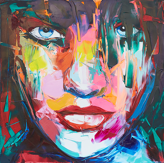 "No 881" by Françoise Nielly. Oil on canvas, 31.5 x 31.5 inches.