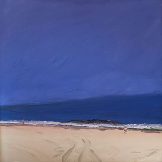 "Bridgehampton Beach" by Cornelia Foss, 2014. Oil on canvas, 50 x 50 inches. 