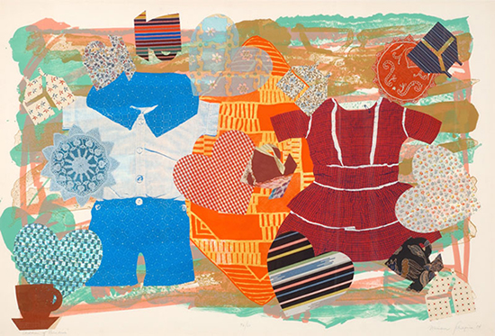 "Children of Paradise" by Miriam Schapiro, 1984. Collage and print, 48 x 32 inches. Photo courtesy of Guild Hall. 