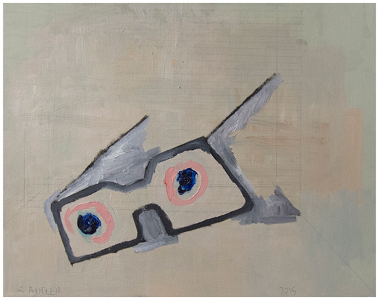 "Untitled (eyes)" by Sharon Butler, 2015. Oil on canvas, 16 x 20 inches. 