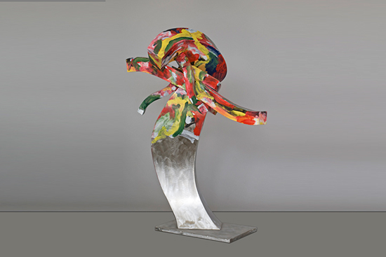 "Accabonic Woman" by Hans Van de Bovenkamp, 2005. Painted Stainless Steel, 68" H x 46" W x 36" D