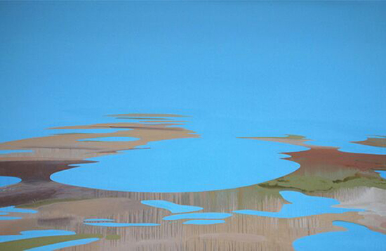"Jessup Pond" by Janet Culbertson, 1967. Acrylic on canvas, 60 x 76 inches.