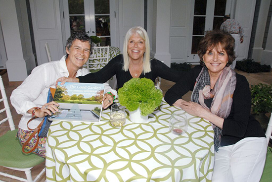 Markie Hancock, Ellen Krass, Catherine Williams. Taken at the garden party to celebrate the publication of "The Good Garden: The Landscape Architecture of Edmund Hollander Design" at the East Hampton home of Cheryl and Michael Minikes on Saturday. Photo: Liam McMullan © PATRICKMCMULLAN.COM