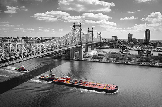 "East River Traffic" by Peter Moore, 2013. Archival Digital Print on Glossy Photographic Paper, 36 x 48 inches.