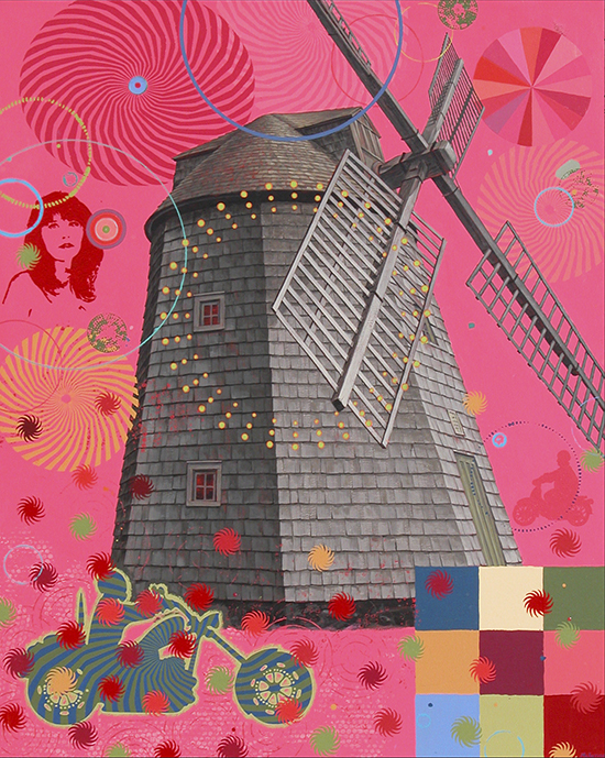 "The Delusion of Quixote in Water Mill" by Scott McIntire, 2008. Enamel on canvas, 60 x 48 inches. 