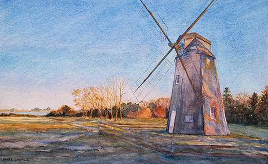 "Gardiner Windmill" by Brooke Laughlin, 2015. Watercolor.