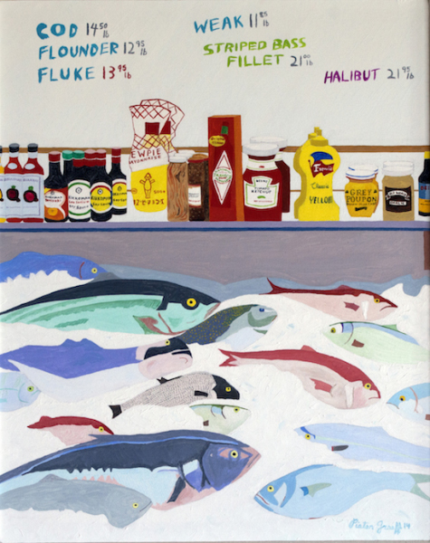 "Ponquogue Fish Market" by Pieter Greeff, 2014. Oil on canvas, 20 x 16 inches.