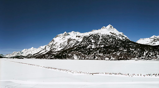 "Engadin I" by Andreas Gursky, 1995. Inkjet-print 81 ½ x 140 ¼ inches.