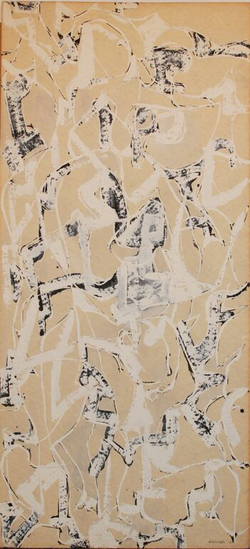 "Sacrifice of Isaac #3" by Anna Walinska, 1955-56. Casein on paper, 44.75 x 20.875 inches.