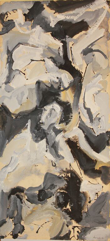 "The Naked & the Dead" by Anna Walinska, 1956. Casein on paper, 44.75 x 20.75 inches.