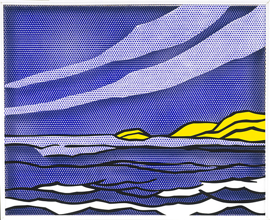 "Sea Shore" by Roy Lichtenstein, 1964. Oil and Magna on Plexiglas, 24 x 30 inches. Roy Lichtenstein Foundation Collection. © Roy Lichtenstein Foundation.