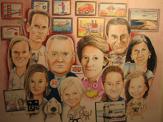 "The Haliby family" by Peter Waldner, 2014. Colored pencil, 28 x 36 inches. 