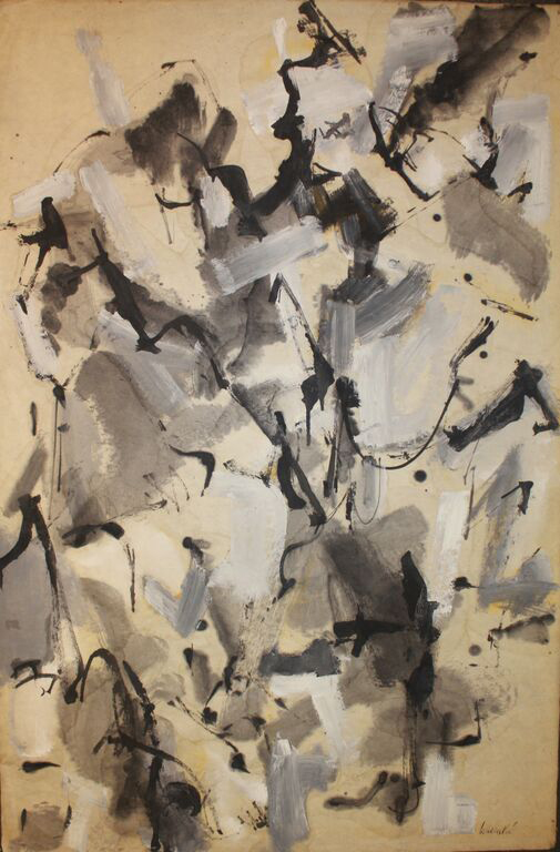 "Survivors" by Anna Walinska, 1953-56. oil & casein on paper, 44 x 29 inches.