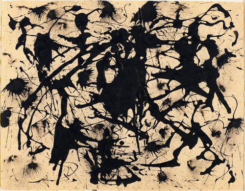 "Untitled" by Jackson Pollock, c. 1950. Ink on paper, 17 1/2 x 22 1/4″ (44.5 x 56.6 cm). The Museum of Modern Art, New York. Gift of Jo Carole and Ronald S. Lauder in honor of Eliza Parkinson Cobb, 1982. © 2015 Pollock-Krasner Foundation/Artists Rights Society (ARS), New York.