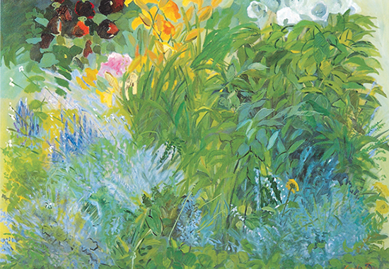 "Summer Garden" by Cornelia Foss, 2003. Oil on canvas, 36 x 42 inches. Gift of the artist, Photo by Gary Mamay.