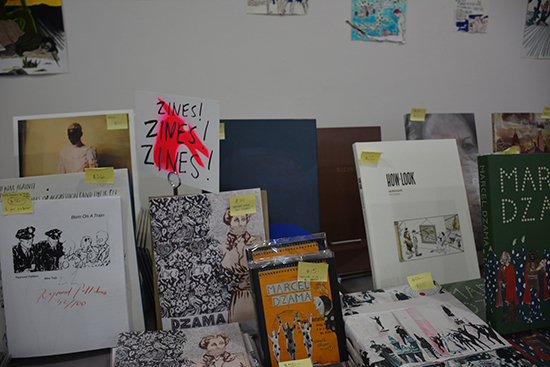 Zines at the David Zwirner Books table. Photo by Cristina Schreil.
