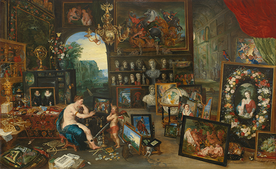 "The Five Senses: Sight" by Jan Brueghel the Younger, 1625. Oil on panel, 27 5/8 x 44 5/8 inches. Paul G. Allen Family Collection.
