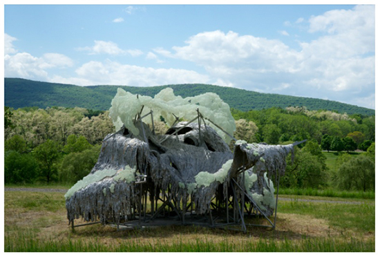 "Hills and Clouds" by Lyna Benglis, 2014. Cast polyurethane with phosphorescence and stainless steel, 10'2" x 18'1"x 18'3". Courtesy the artist and Cheim & Read, New York.