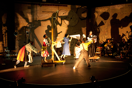 A scene from the multimedia chamber opera "Refuse the Hour." Photo by John Hodgkiss courtesy Brooklyn Academy of Music