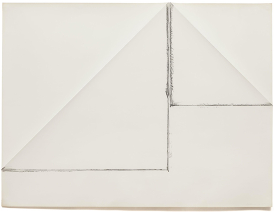 "Drawing Which Makes Itself (RP #3)" by Dorothea Rockburne, 1973. Charcoal on paper, 30 x 40 inches.