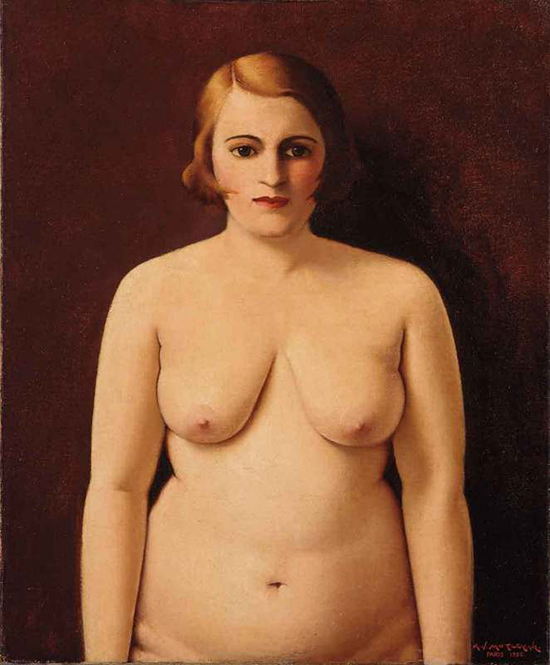 "Nude (Portrait of My Wife)" by Archibald J. Motley Jr., 1930. Oil on canvas, 48 1/4 × 23 1/2 inches. Collection of Mara Motley, MD, and Valerie Gerrard Browne. Image courtesy the Chicago History Museum. © Valerie Gerrard Browne
