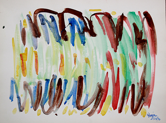 "Untitled" by Arthur Pinajian, 1970. Ink and watercolor on paper, 19.24 x 24 inches. 