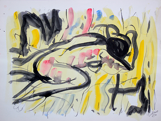 "Untitled" by Arthur Pinajian, 1970. Ink and watercolor on paper, 14.25 x 19.25 inches. 