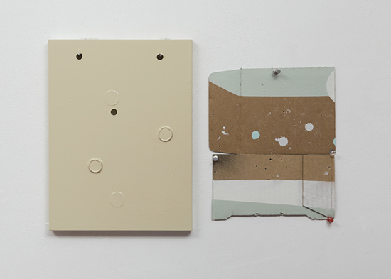 "Pedestrian II" by George Negroponte, 2012-15. Enamel, gouache and spackle on wood and cardboard 12 x 17 ½ inches.