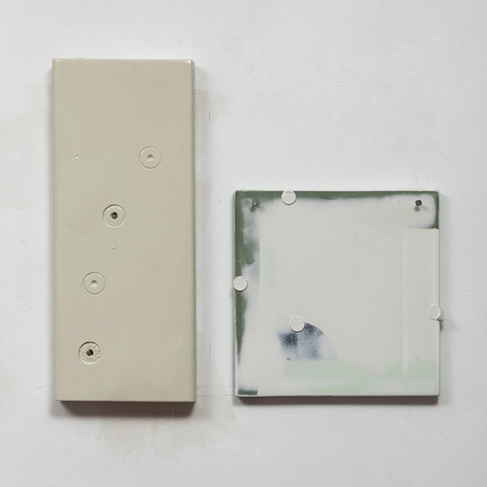 "Pedestrian VI" by George Negroponte, 2012-15. Enamel, house paint and spackle on wood 15 x 13 inches.