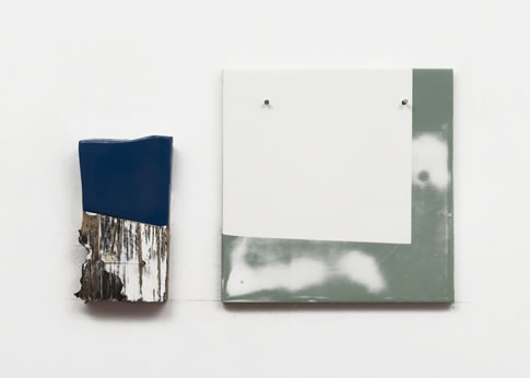 "Pedestrian IV" by George Negroponte, 2012-15. Enamel, house paint and spackle on wood, 8 x 12 1/2 inches.