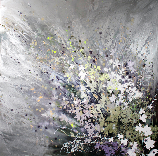 "Weed Bouquet 3" by Cara Enteles. Oil on aluminum panel. 48 x 48 inches. 