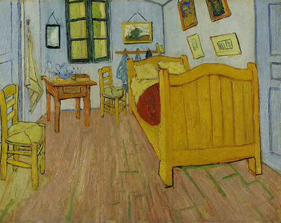"Bedroom in Arles" (first version) by Van Gogh, 1888.  