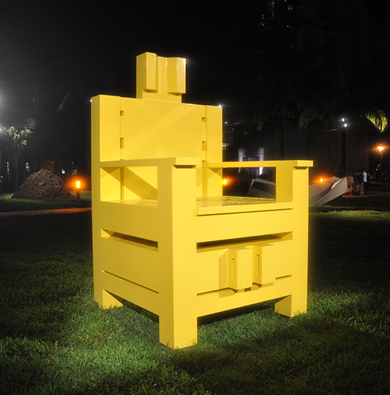 “Big Yellow Mama” by Sterling Ruby, 2013. Powder Coated Aluminum, 244 x 142 x 152 cm. Photo by Sage Cotignola. 