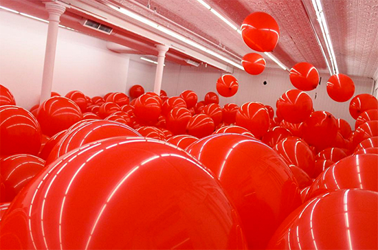 Martin Creed's Red Balloons. Posted by istillheartnewyork on Instagra. 