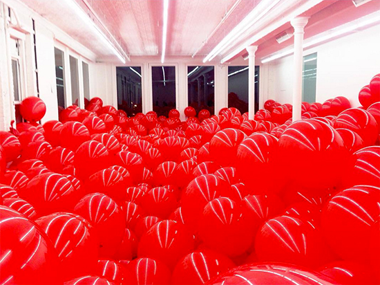 Martin Creed's Red Balloons. Posted by mugglinstagram on Instagram. 