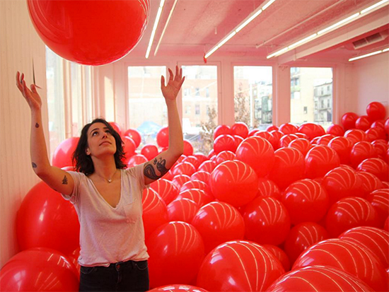 Martin Creed's Red Balloons. Posted by chelseaoutloud on Instagram. 
