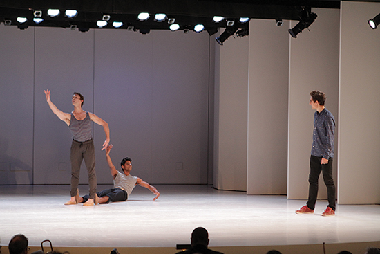 Adrian Danchig-Waring and Amar Ramasar being coached by Justin Peck at Works & Process. Photo: Jacklyn Meduga.