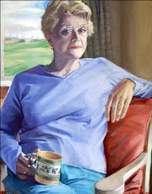 "Angela" by Louise Peabody. Oil painting on canvas of author Angela Landsbury