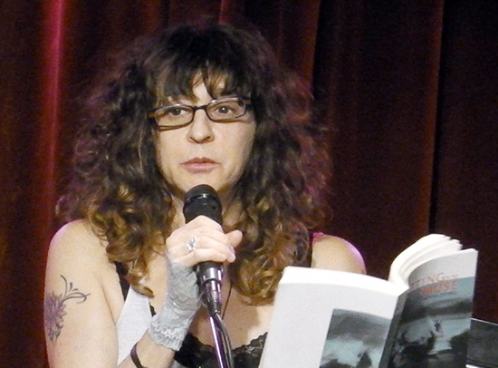 Kim Addonizio at a past Bukowski event at the Cornelia Street Cafe. Photo by Kat Georges