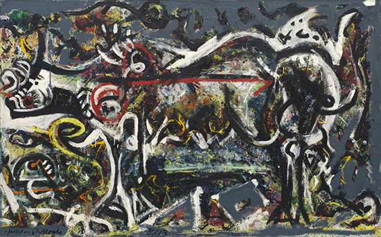 Jackson Pollock, "The She-Wolf," 1943. Oil, gouache and plaster on canvas, 41 7/8 x 67 inches.