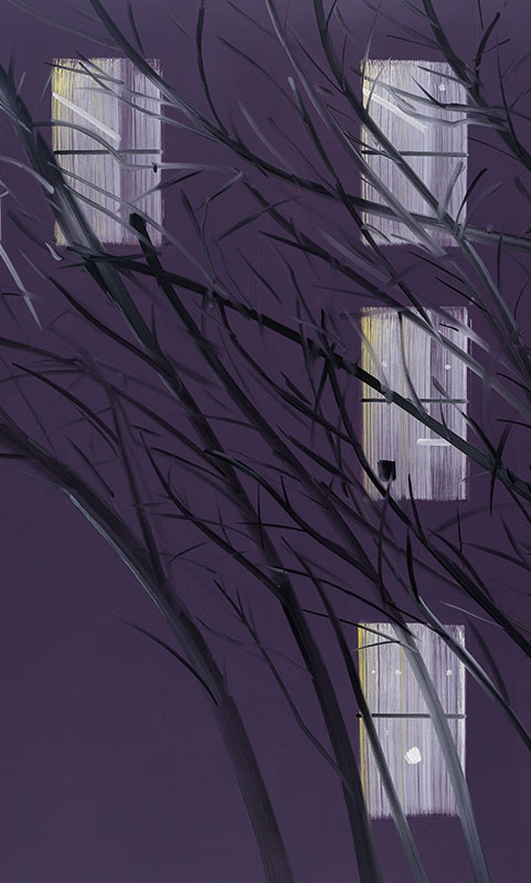 "Purple Wind" by Alex Katz, 1995. Oil on linen, 126 x 96 inches. Collection of the artist.