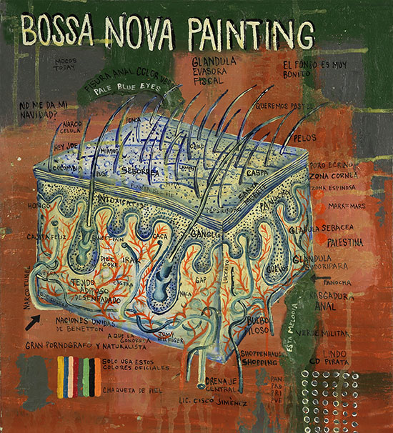 "Bossa Nova Painting" by Cisco Jiménez, 1999. Acrylic on canvas, 47 x 43 cm. Courtesy The Mosquera Collection.