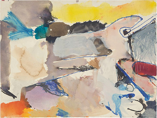 "Untitled" by Richard Diebenkorn, c. 1949-55. Watercolor and ink on paper, 9 x 12 inches. Catalogue raisonné no. 604.