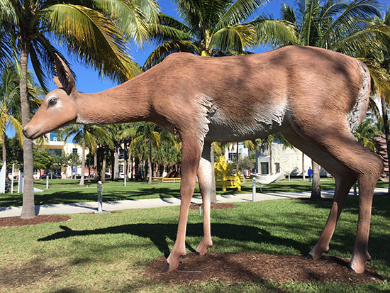 "Deer" by Tony Tasset installed in Collins Park in front of the Bass Art Museum.