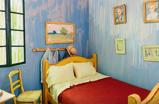 Art Institute of Chicago's re-creation of Van Gogh's bedroom. Image via Airbnb