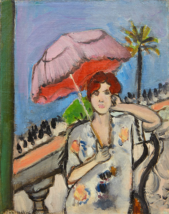 "Femme a l'ombrelle" by Henri Matisse, 1919. Oil on canvas board. Courtesy Acquavella Galleries, New York, NY. 