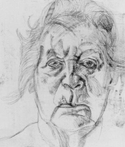 “The Painter's Mother" by Lucian Freud, 1982. Exhibited with Osborne Samuel Gallery.