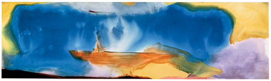 "Moveable Blue" by Helen Frankenthaler, 1973. Acrylic on canvas, 70 x 234 1/4 inches. © 2014 Helen Frankenthaler Foundation, Inc./Artists Rights Society (ARS), New York.