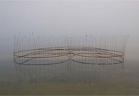 Artwork by Roy Staab. Environmental art on the water. 