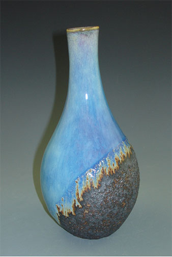 "Tall Sanded Blue Bottle (Montauk Sand)" by Nancy Robbins. 